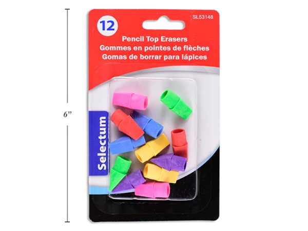 Selectum Pencil Top Erasers ~ 12 per pack