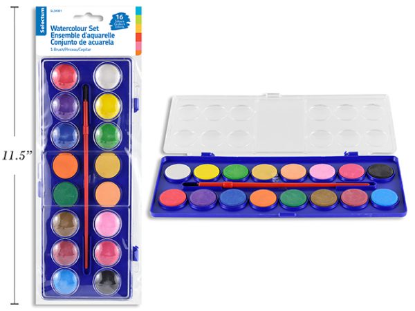 Selectum Water Color Paint Set + Brush ~ 16 colors