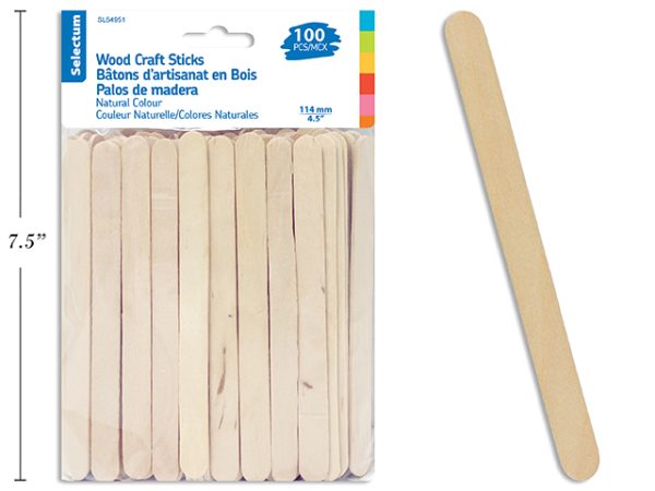 Selectum Wood Craft Sticks – Natural ~ 100 per bag