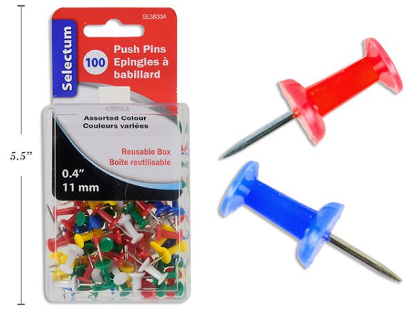 Selectum Assorted Color Push Pins ~ 100 per pack