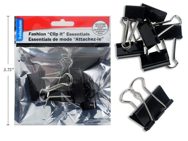 Selectum Black Foldback Clips – Medium – 1-1/4″ / 32mm ~ 6 per pack