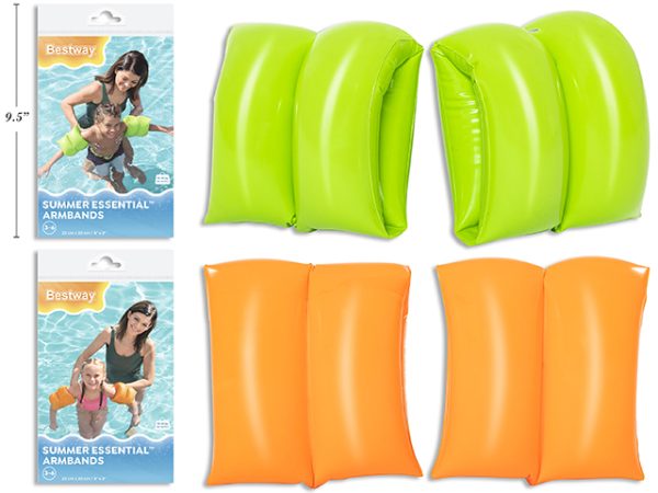 Bestway Inflatable Swim Arm Bands – 2 Chambers – 8″ x 8″ ~ Solid Color {32005}