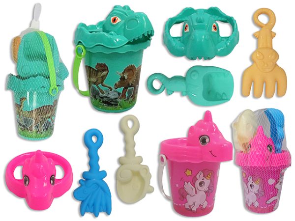 Printed Sand Dragon / Unicorn Bucket with Tools ~ 4 piece set