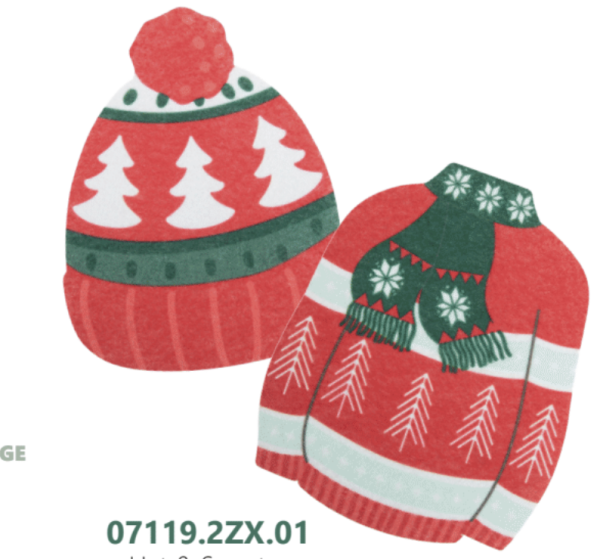 Christmas Festive Shaped Kitchen Sponges – 2 per pack ~ Hat & Sweater