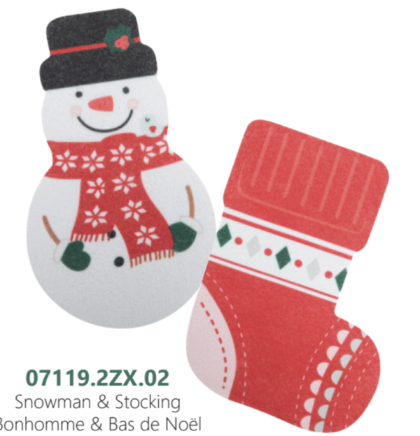Christmas Festive Shaped Kitchen Sponges – 2 per pack ~ Snowman & Stocking