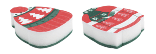 Christmas Festive Shaped Kitchen Sponges – 2 per pack ~ Hat & Sweater