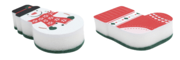Christmas Festive Shaped Kitchen Sponges – 2 per pack ~ Snowman & Stocking