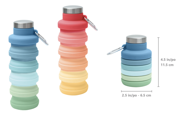 Collapsible Silicone Water Bottles with Carabiner ~ 16oz