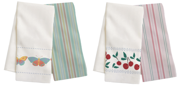 Printed & Waffle Weave Kitchen Towels ~ Pack of 2