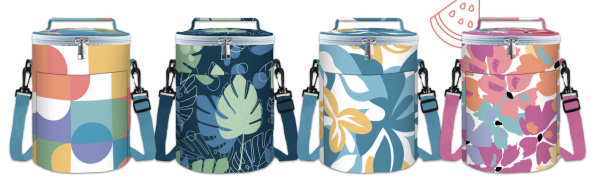 Beach Round Cooler Bag with Strap ~ 7″ x 9.5″ high