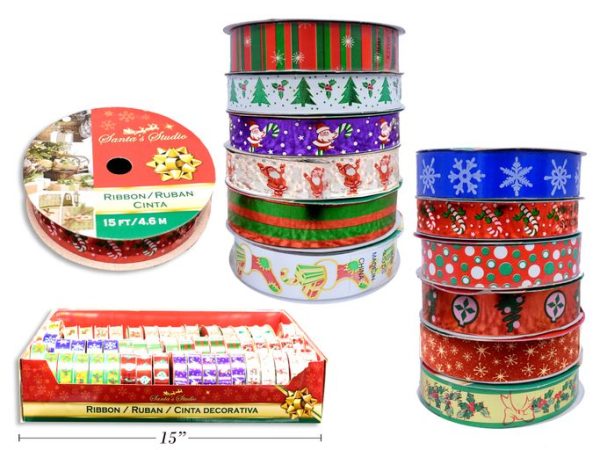 Christmas Printed Foil Ribbon – 15/18/19 mm ~ 5yds