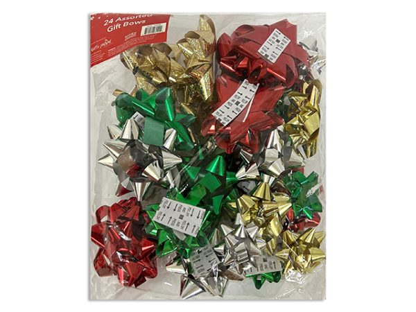 Christmas Assorted Sized Star Bows ~ 24 per pack