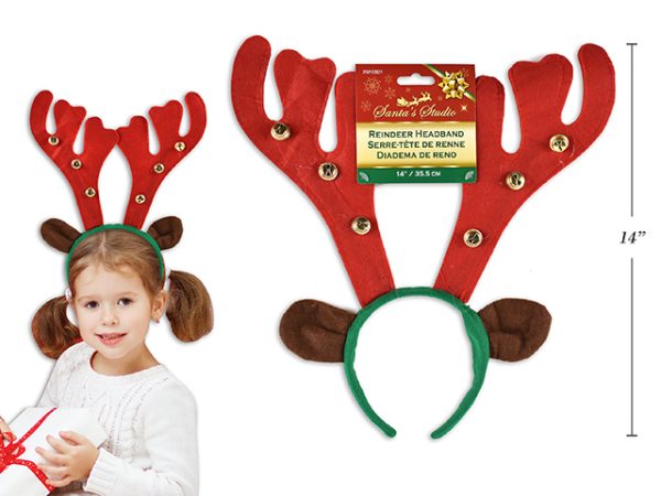 Christmas Felt Reindeer Antler Headband with Bells