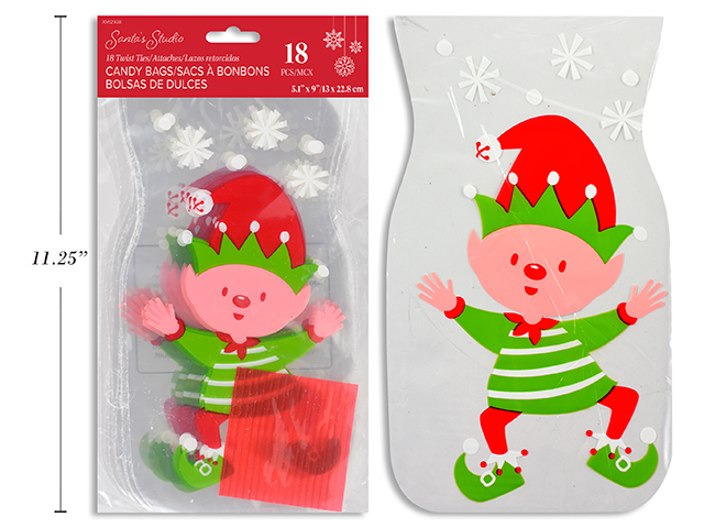 Christmas Die-Cut Cello Candy Bags ~ 5-1/8″ x 9″ ~ 18 per pack