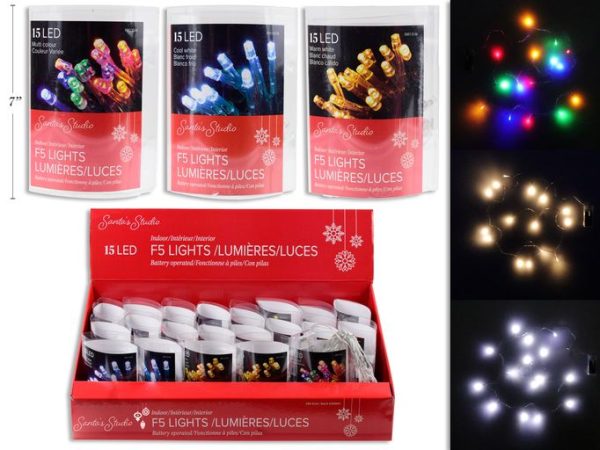 Christmas Battery Operated LED Mini Light Set ~ 15 per string