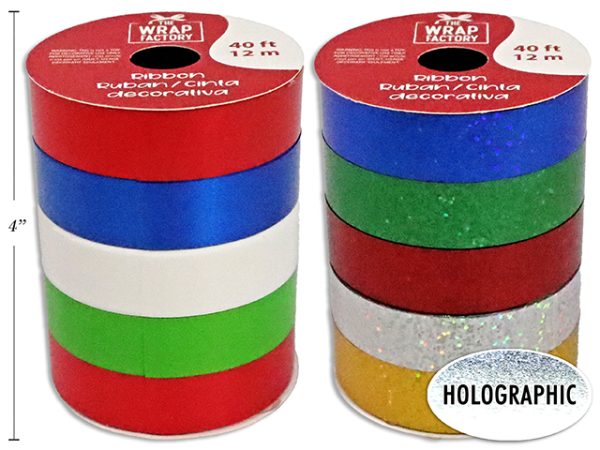 Christmas Decorative Lacquer/Holographic Ribbon ~ 40′