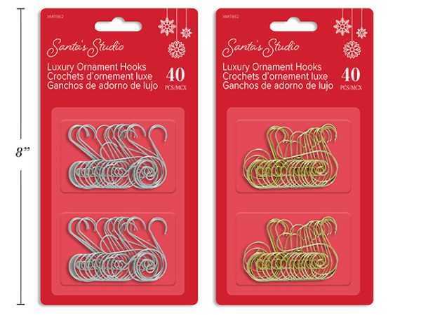 Christmas Scroll Ornament Hooks ~ 40 per pack
