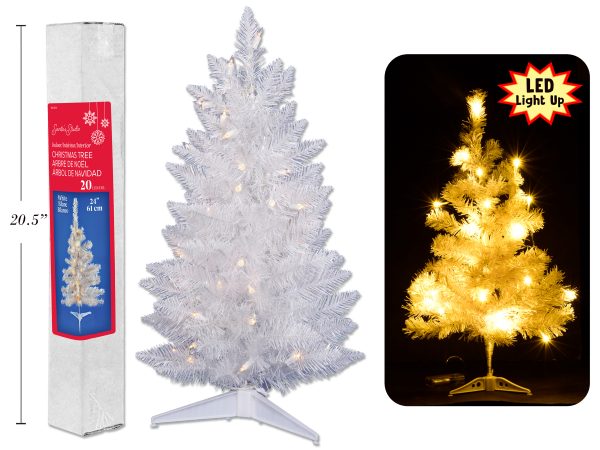 Christmas 2′ White Mini Tree with LED Lights ~ Battery Operated