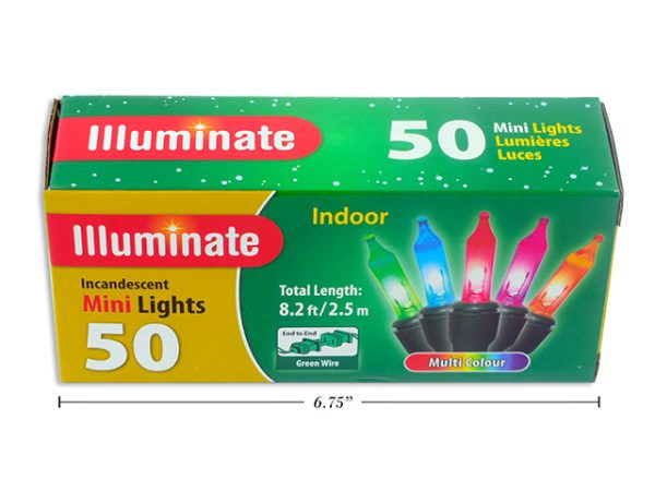 Christmas Indoor Mini Lights – End to End – Multi Color ~ 50 per pack
