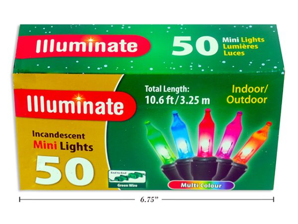 Christmas Outdoor Mini Lights – End to End – Multi Color ~ 50 per pack