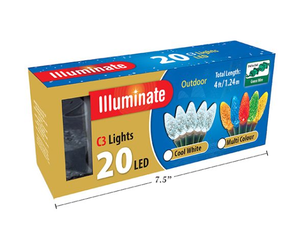 Christmas C3 LED Outdoor Lights – 20/pk ~ Cool White
