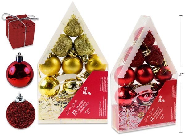 Christmas 40mm Ornaments in PVC Pack ~ 12 per pack