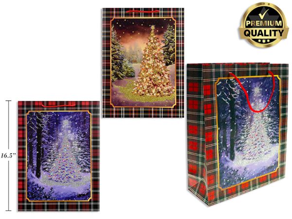 Christmas Jumbo Gift Bag ~ Glitter Xmas Trees