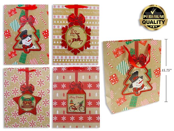 Christmas Jumbo Gift Bag ~ Glitter Vintage