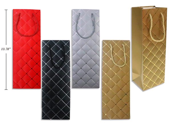 Christmas Bottle Gift Bag ~ Foil Checked Block