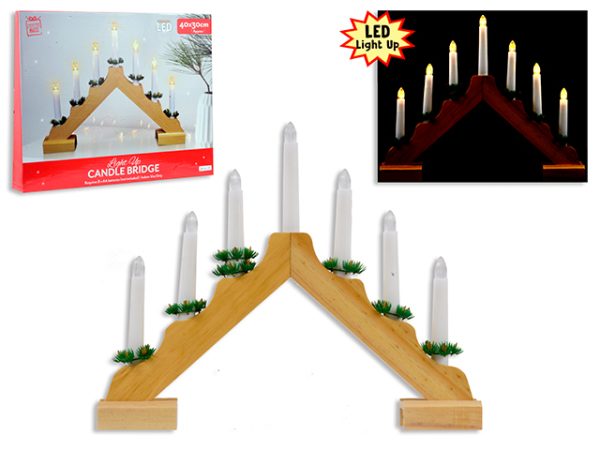 7 LED Wooden Candle Bridge Arch Light ~ 15.75″ x 11.81″