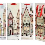 Christmas Bottle Gift Bag ~ Winter House Scenes