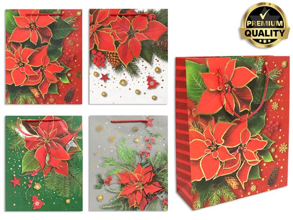 Christmas Large Gift Bags ~ Pointsettia