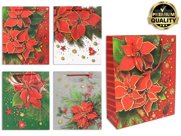 Christmas Jumbo Gift Bag ~ Pointsettia