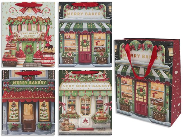 Christmas Small Gift Bag ~ Foil Retail Shop Scenes