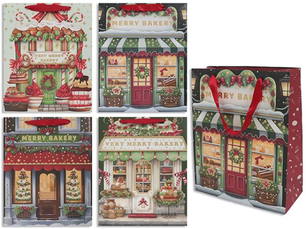 Christmas Large Gift Bags ~ Foil Retail Shop Scenes