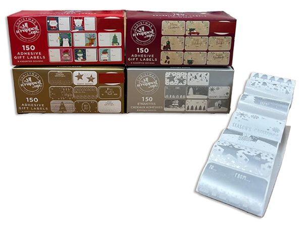 Christmas Peel N Stick Gift Tag Label Roll ~ 150/pk
