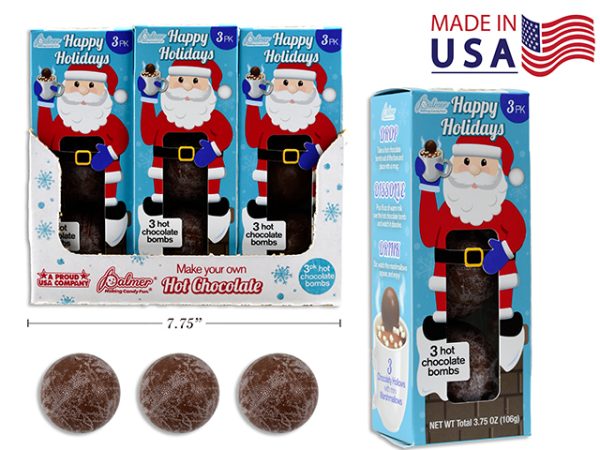 Christmas Palmer Hot Chocolaty Bomb – Mini Marshmallow Filled ~ 3 per pack / 1.25oz