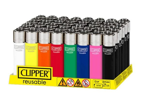 Clipper Large Solid Assorted Color Lighters ~ 48 per display