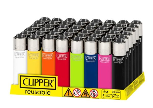 Clipper Mini Solid Assorted Color Lighters ~ 48 per display